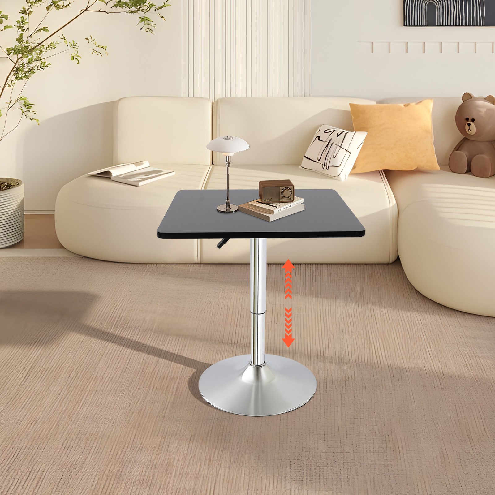 Modern Bar Table Metal Sofa Side Table Cafe Table Height Adjustable End Table