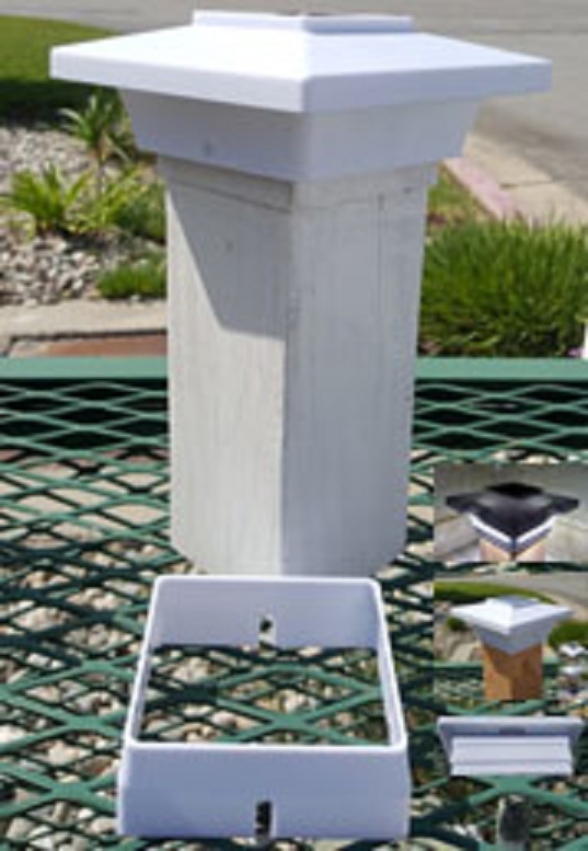 2-pk Solar 4x4 White Cap Light With 4 Bright White SMD LED For PVC / Wood Posts