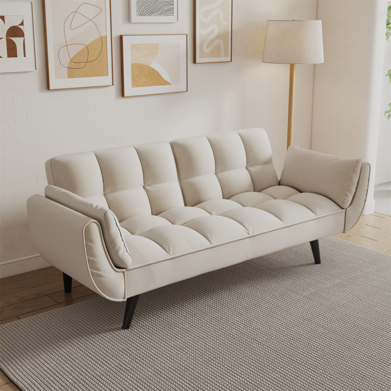 57'' Convertible Sleeper Sofa Bed Velvet Loveseat Sofa 2-Seater Sofa Couch