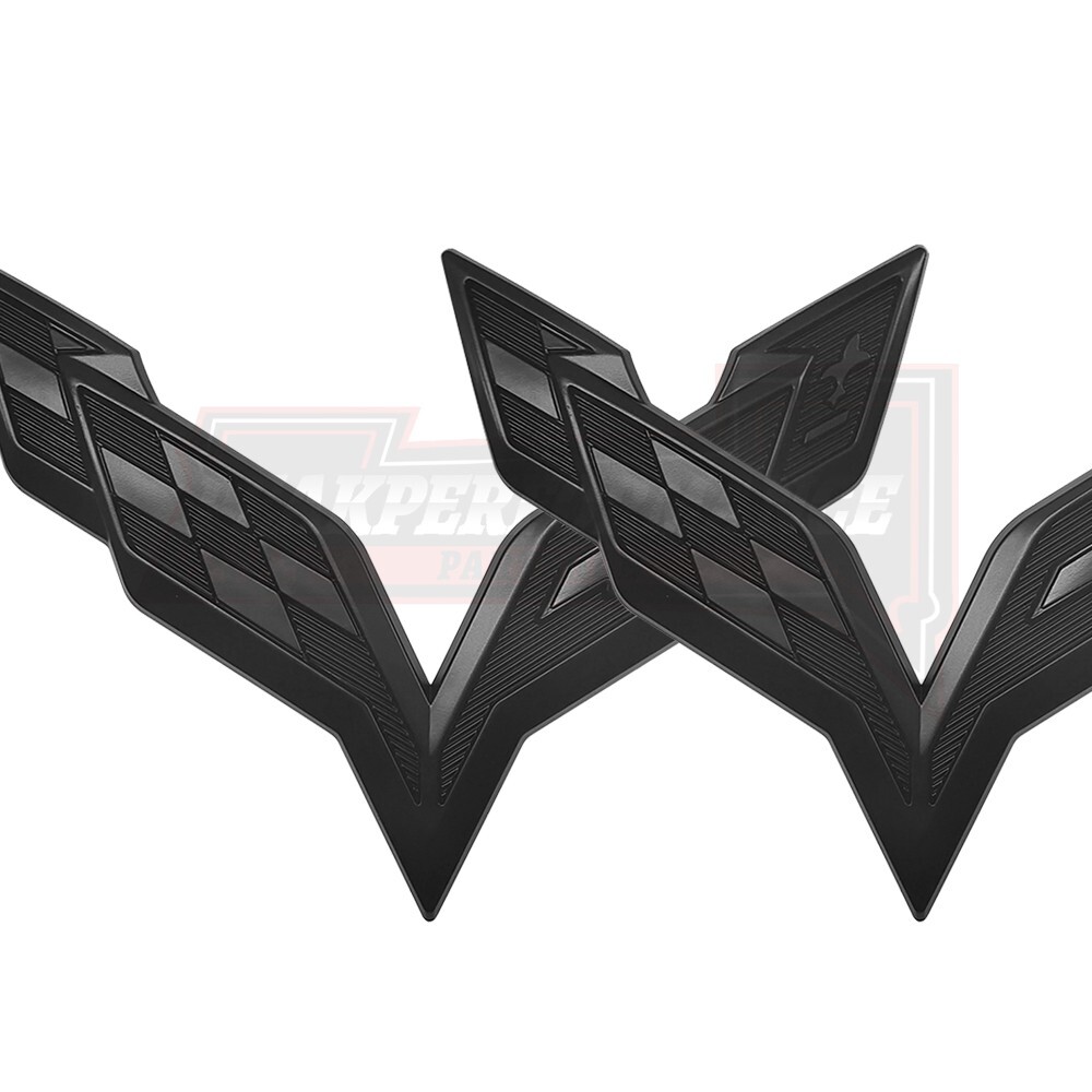 2pcs Black for Corvette C7 Front Rear Emblem Badge 2014-2017 Cross Flag Symbol