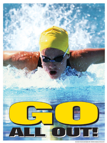 Swimming Race GO ALL OUT Inspirational Motivational Poster
