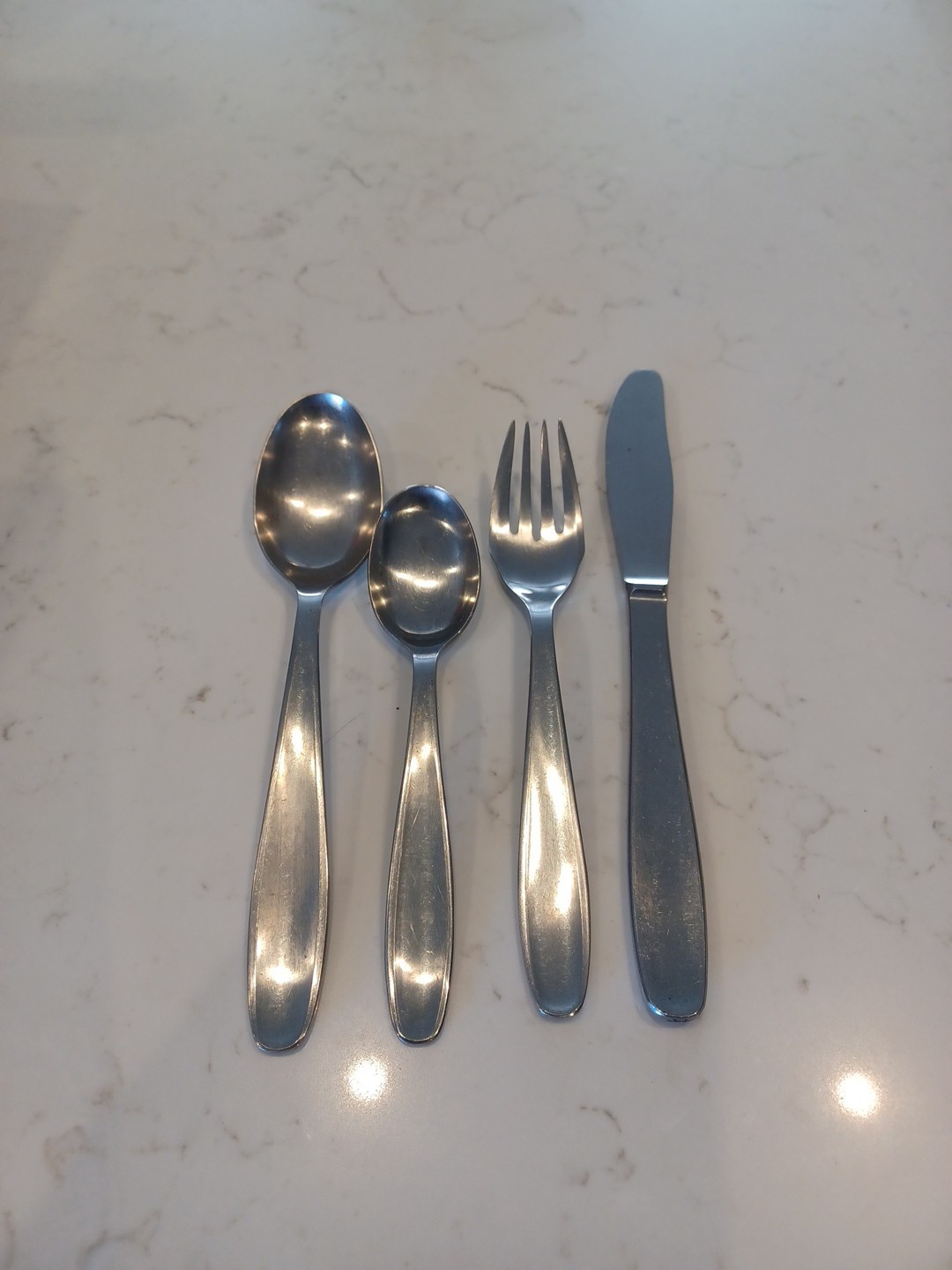 MCM Raadvad Denmark Stainless Steel Dinner Place Setting  4pcs. Vtg. Discontinue