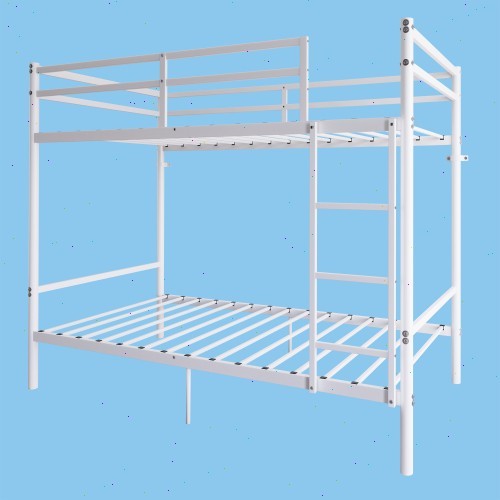 Double bed A double bed with a ladder and a two-level guardrail