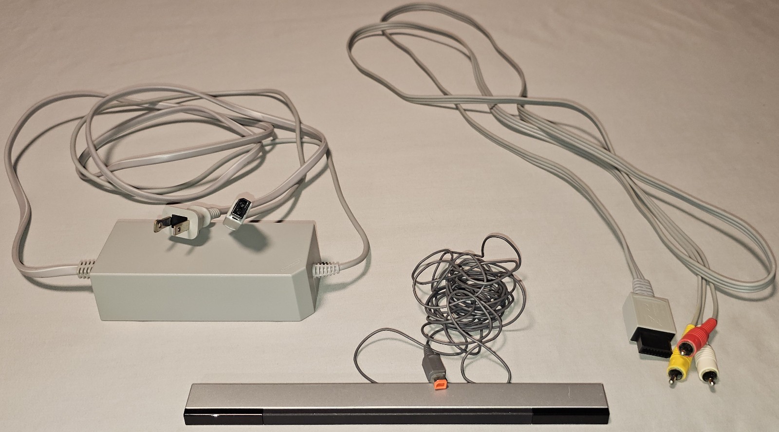 Wii OEM Cable Bundle: AV Cable + Power Cable + Sensor Bar (Authentic/Tested/USA)