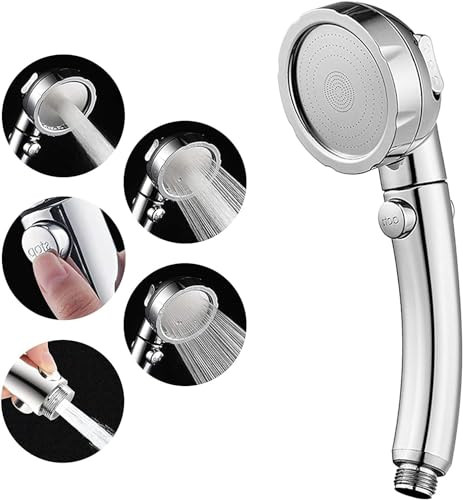 High Pressure Handheld Shower Head with ON/OFF Pause Switch - 3-Spray Settings