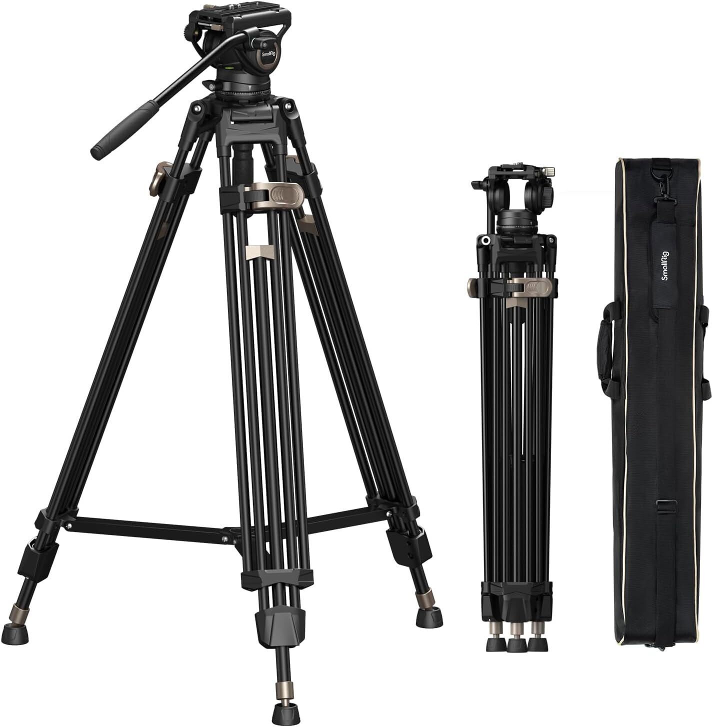 SmallRig AD-80 75" Video Tripod w/ fluid Head, Aluminum Alloy Heavy-Duty Tripod