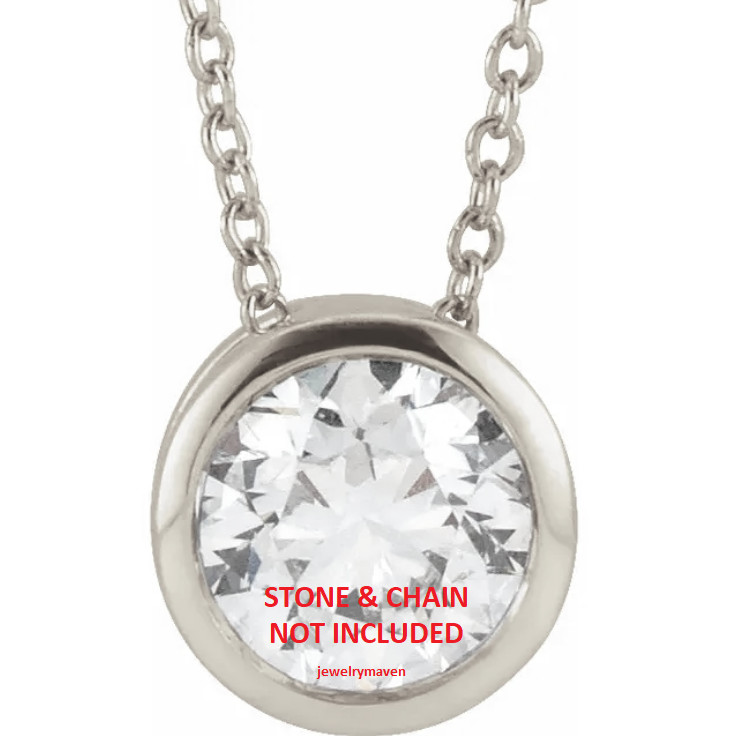 5.8mm 3/4ct Solid PLATINUM 950 Round Bezel SLIDE PENDANT Mounting Setting USA