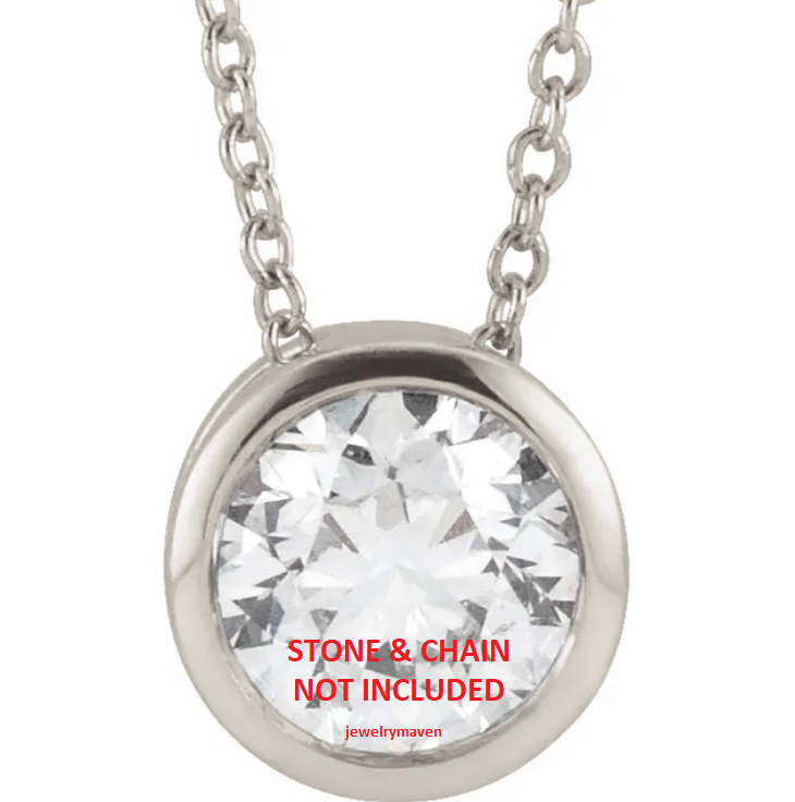 5.8mm 3/4ct Solid PLATINUM 950 Round Bezel SLIDE PENDANT Mounting Setting USA