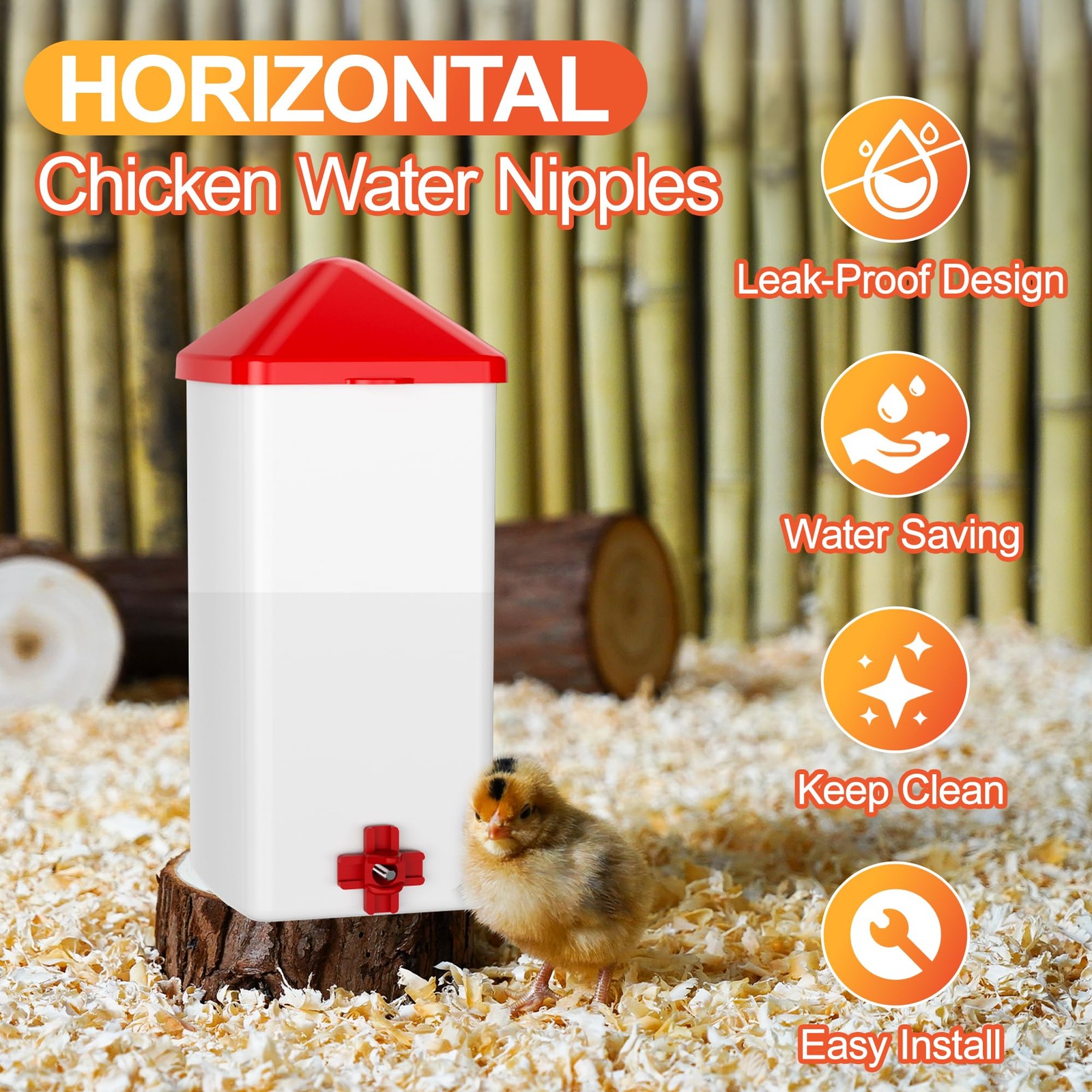 10 Pack Horizontal Side Mount Automatic Chicken Waterer Nipples for Poultry Coop