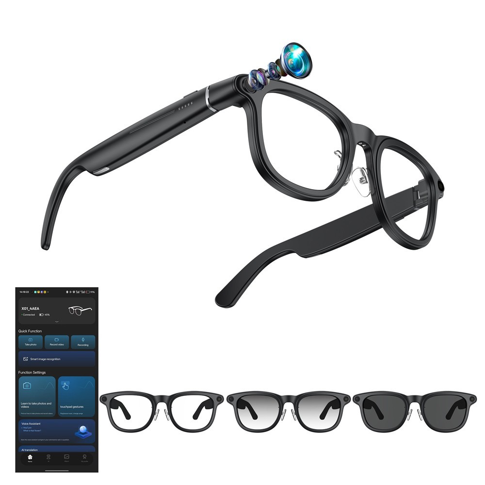 Smart Glasses AI Translation Bluetooth Headset 8MP 1080P Nosie Reduce 16GB RAM