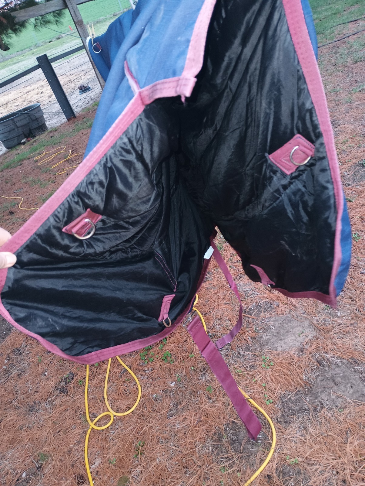 Ozark Leather Blue/Red Winter Horse Blanket 80"