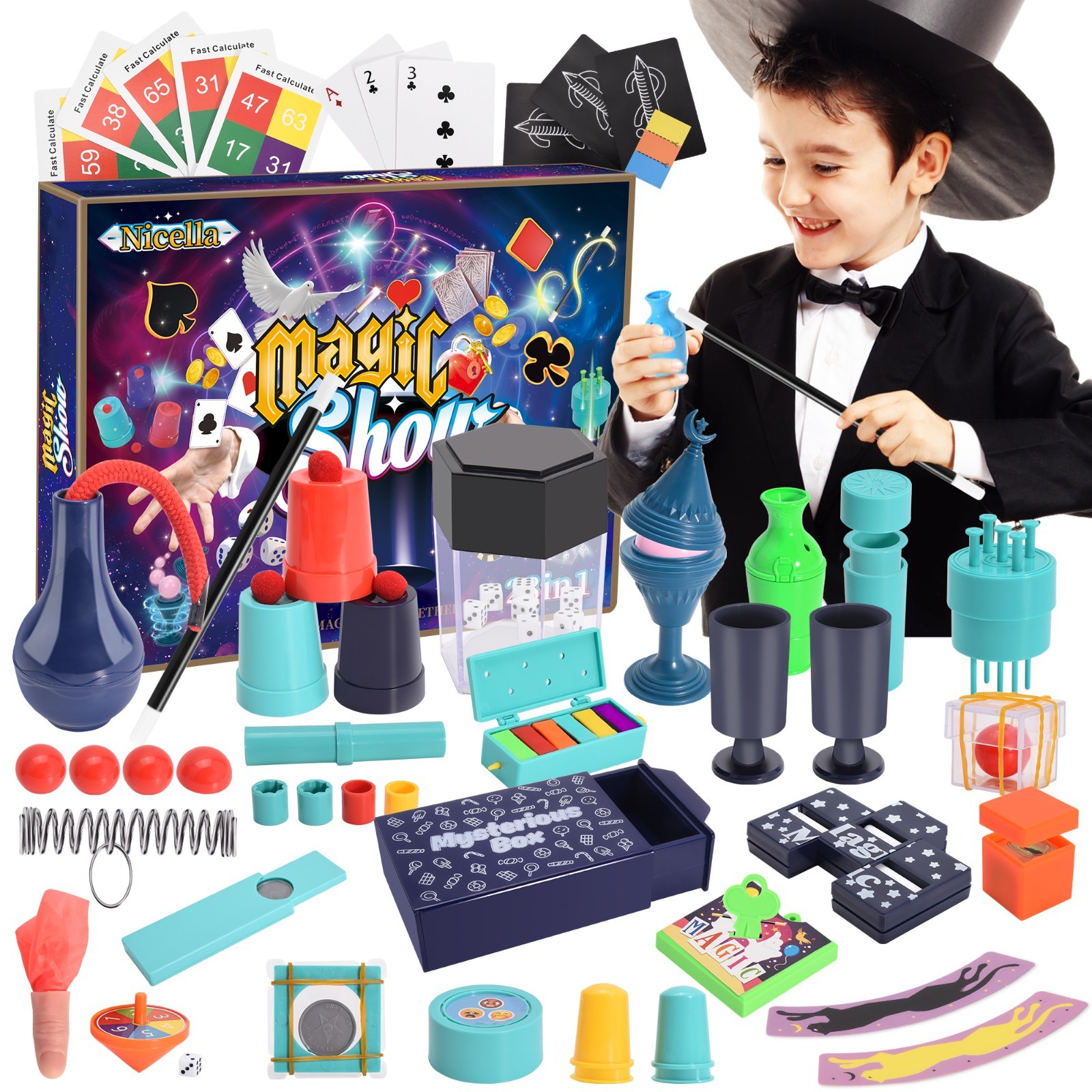 Magic Set, 109+ Magic Tricks for Kids w/ Tutorial Videos,Fun Gift for Boys Girls