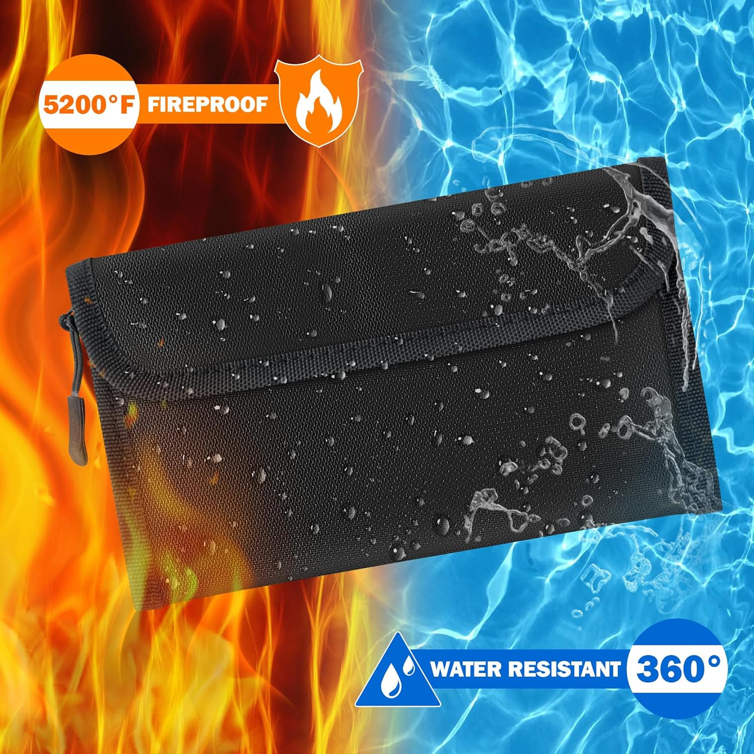 Fireproof and Waterproof Document Bag - 5200°F Resistant Money Storage Solution
