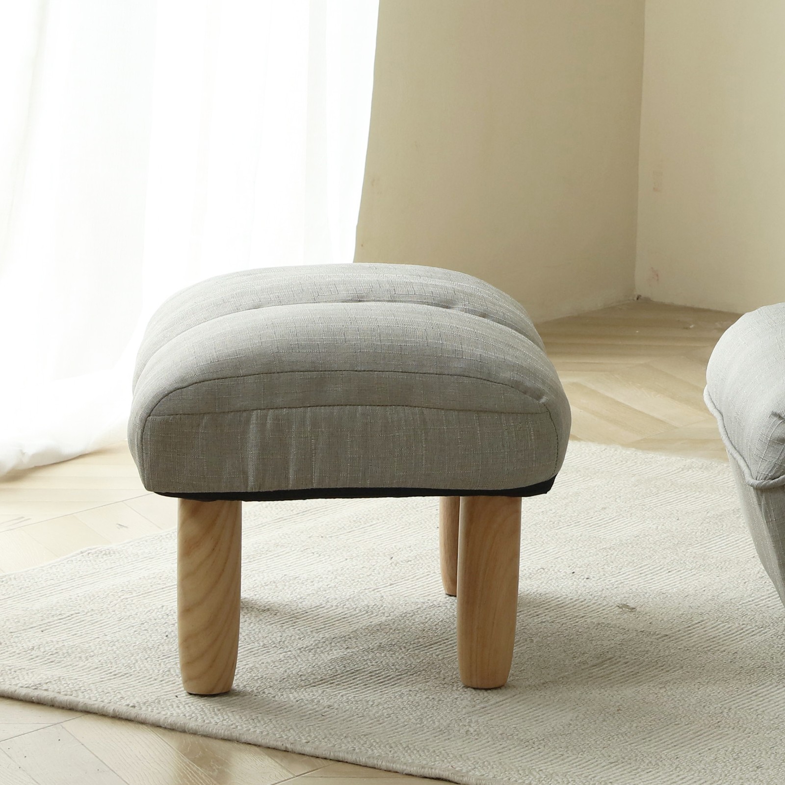 Gray Footstool-Matched with Sofa and Chair Pedals,Free Combination for Bedroom