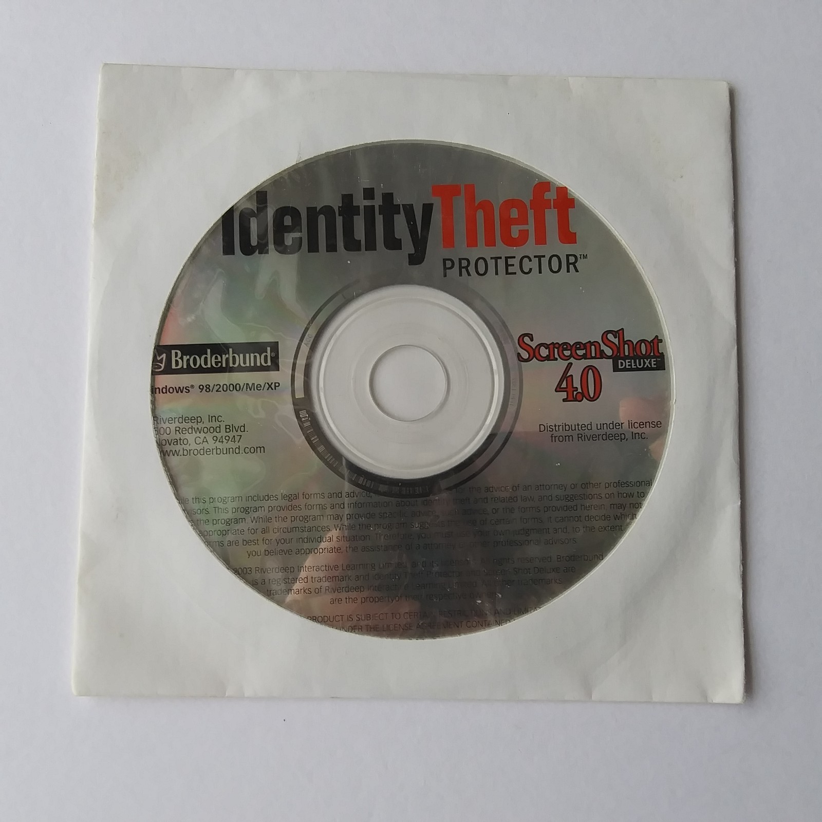 Identity Theft Protector Screenshot Deluxe 4.0 Broderbund PC CD Windows XP