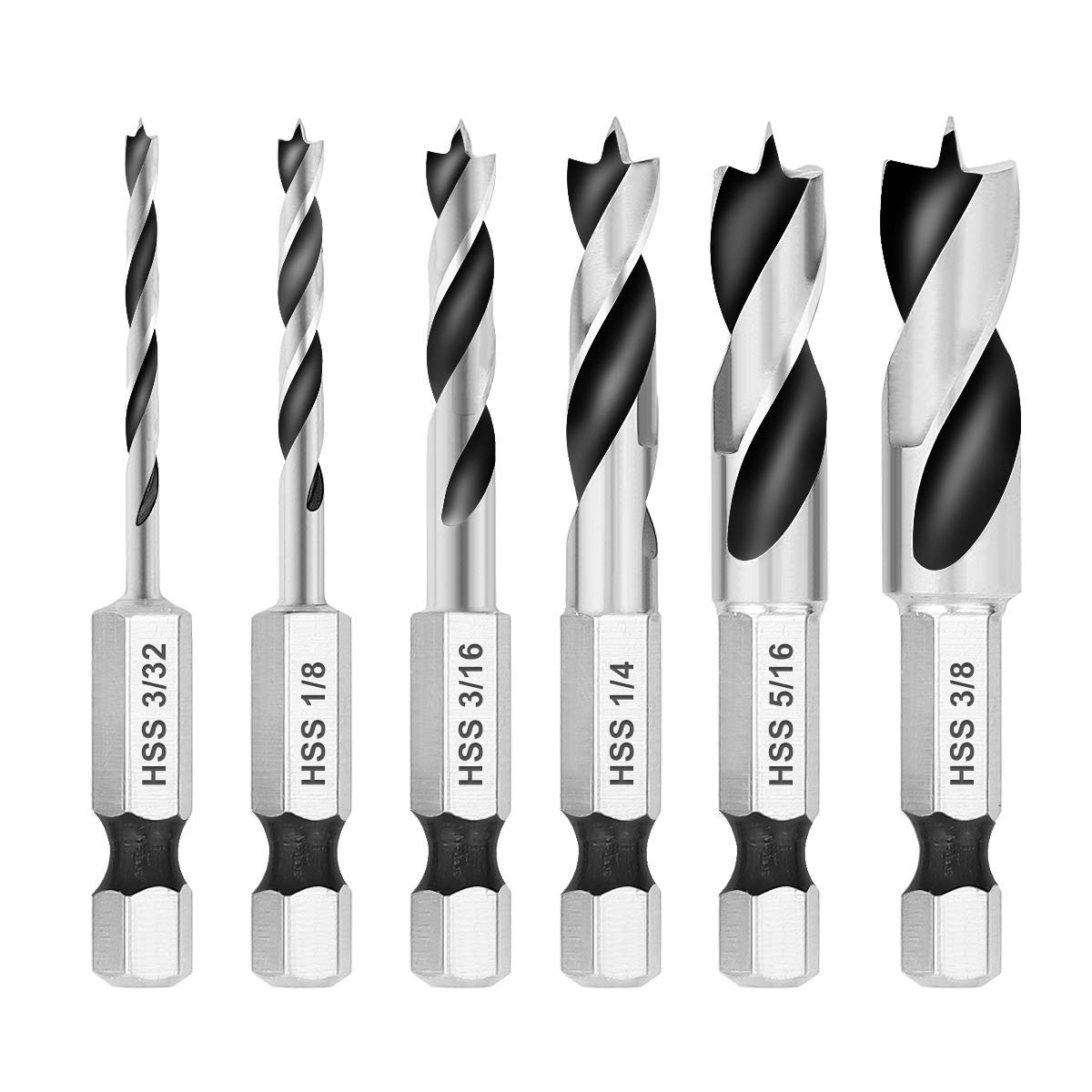 COMOWARE Brad Point Stubby Drill Bit Set for Wood, Short Length Drill Bit Set...