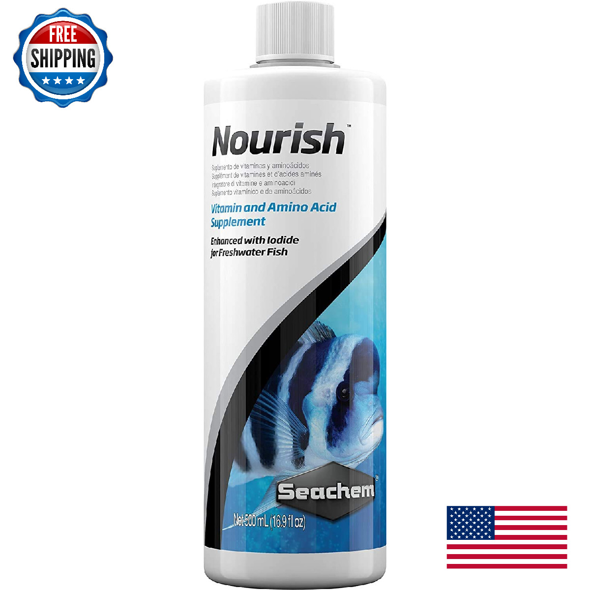 Seachem Nourish Freshwater Fish Vitamin Amino Acid Supplement 500ml (16.9oz)