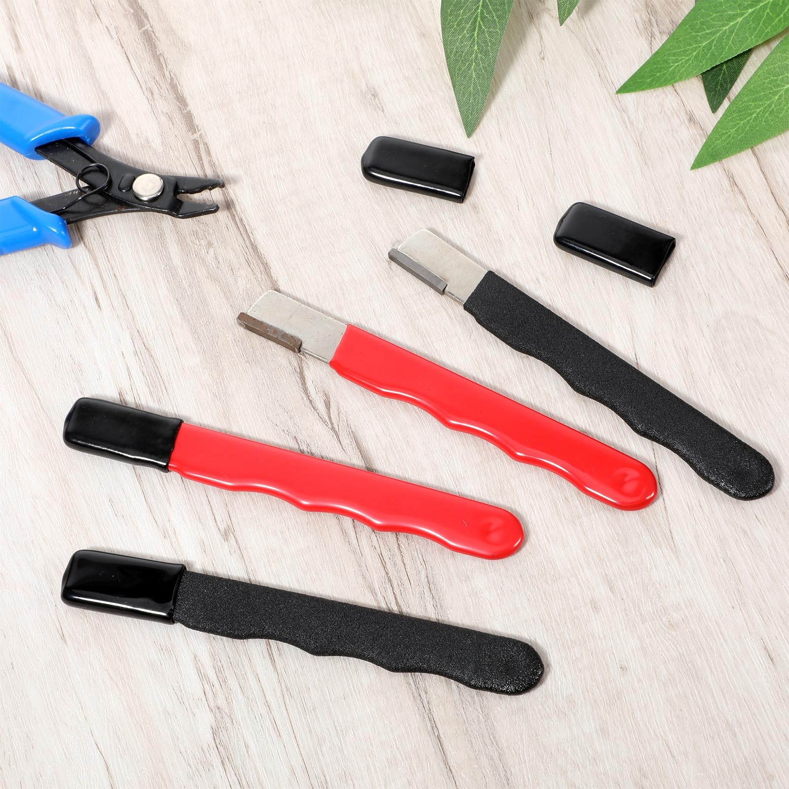 JIYIN 4 Pack Garden Tool Sharpener, Pruning One Size, Black, Red, Silver