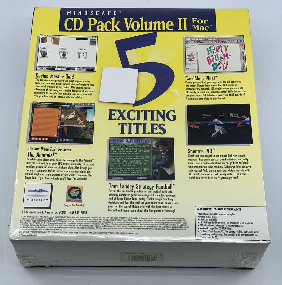 NEW Vintage 1995 Mindscape CD Pack Volume II for Mac - 5 Software Titles / Games