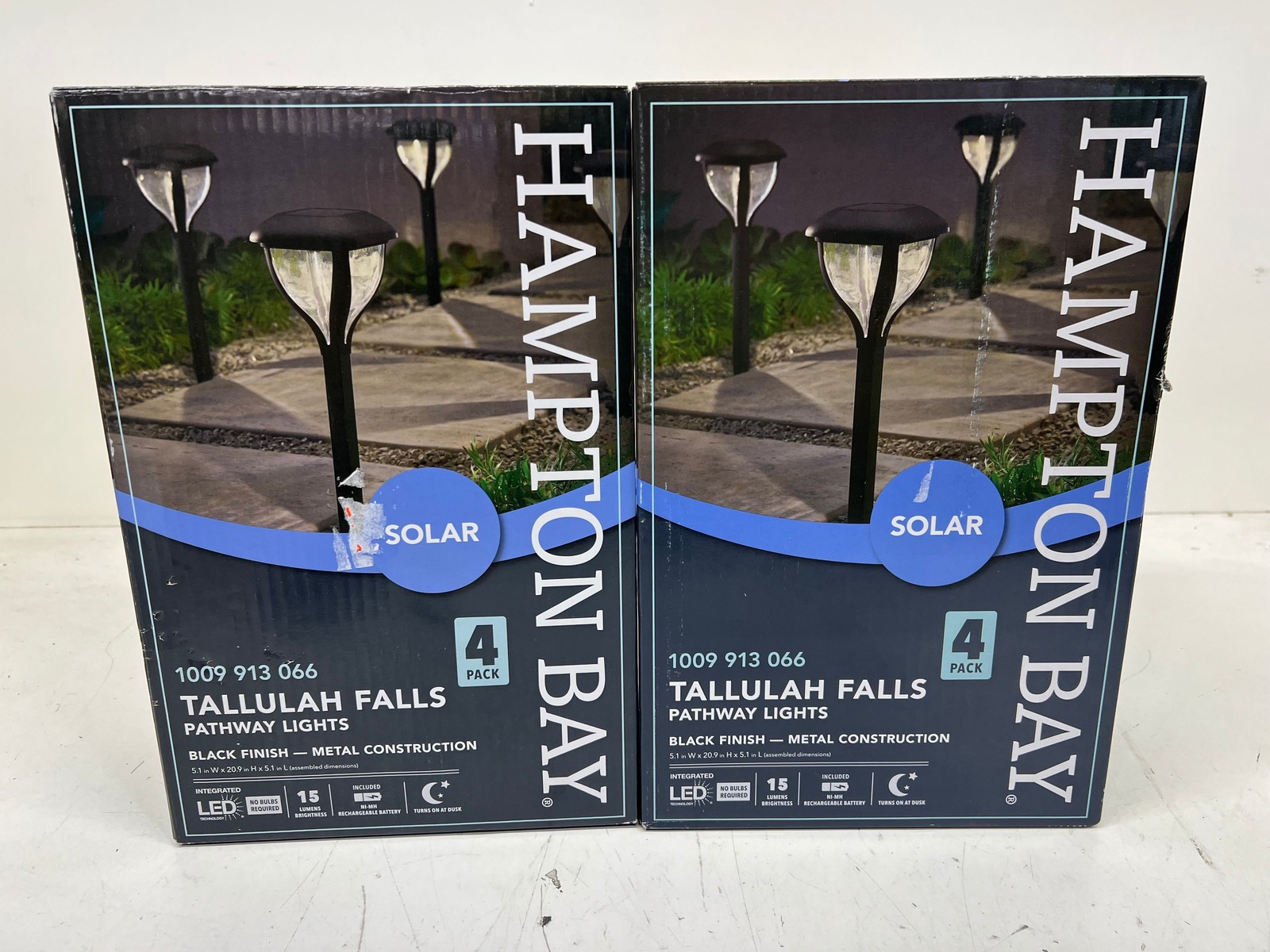 Hampton Bay Tallulah Falls Black LED Outdoor Solar Path Light (8-Pack)