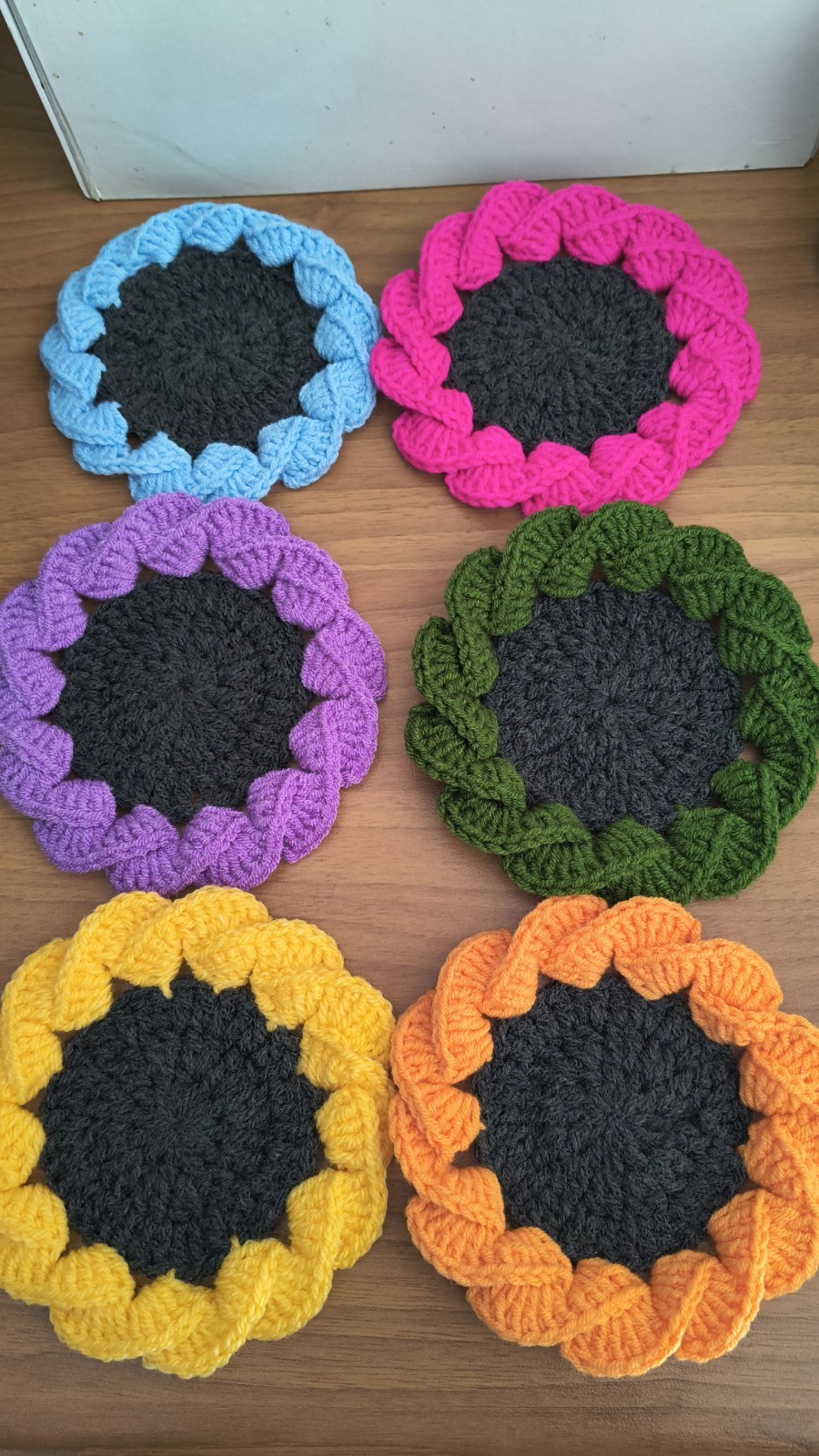 Set Size Of No.6 Coasters - Under Cups, Colored Handmade To...
