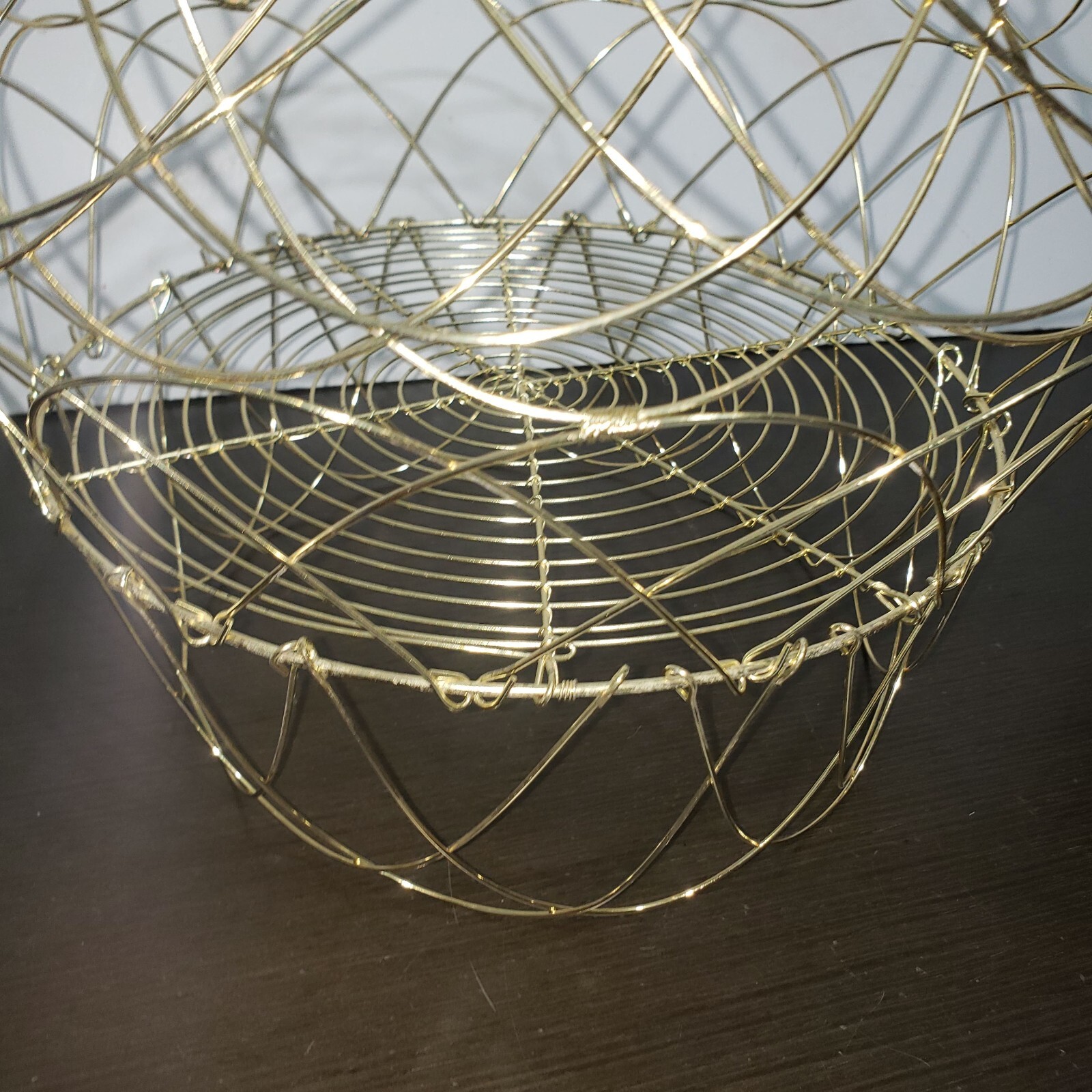 Gold Metal Wire Collapsible Folding Gathering Basket