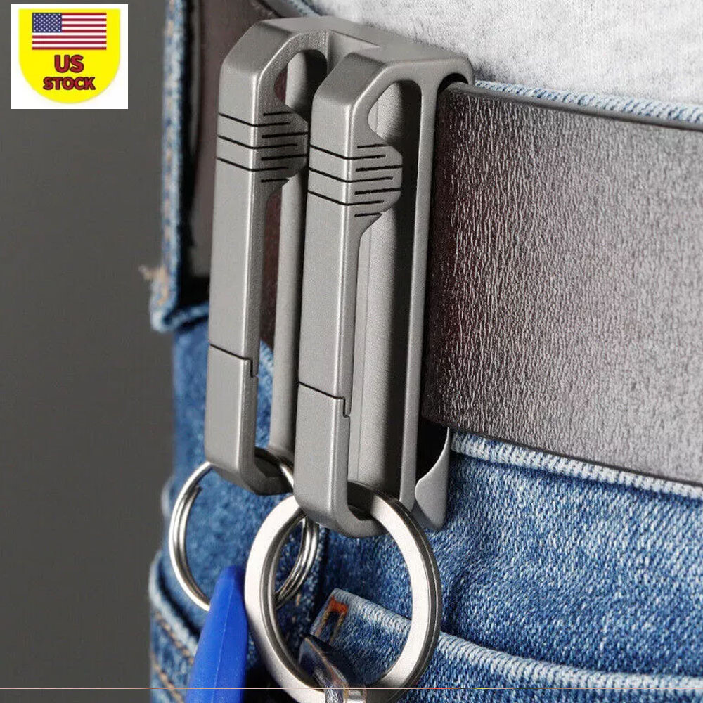 Titanium Alloy EDC Quick Buckle Detach Belt Waist Hanging Men Car Keychain Tools