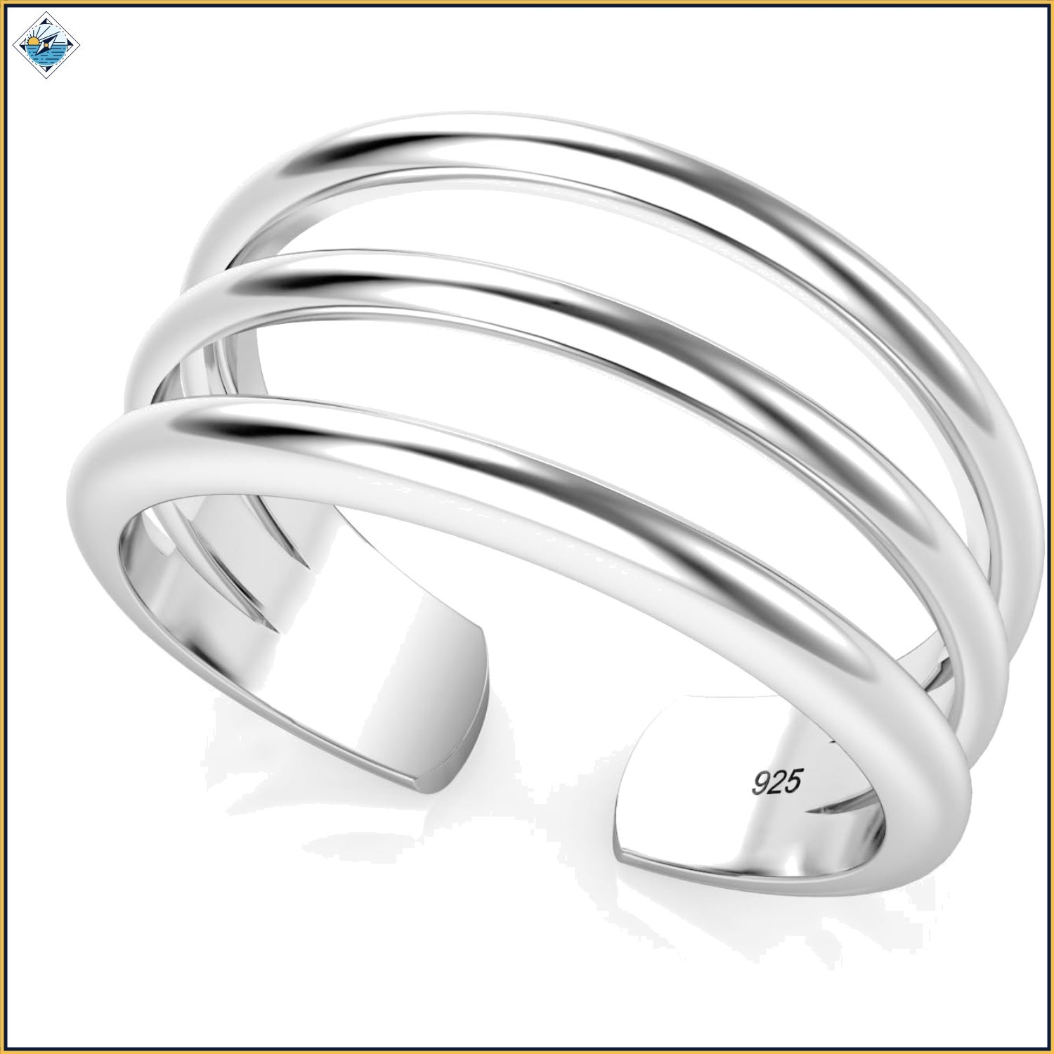 Adjustable Sterling Silver 3 Row Toe Band Ring for Women, Cocktail Party Style