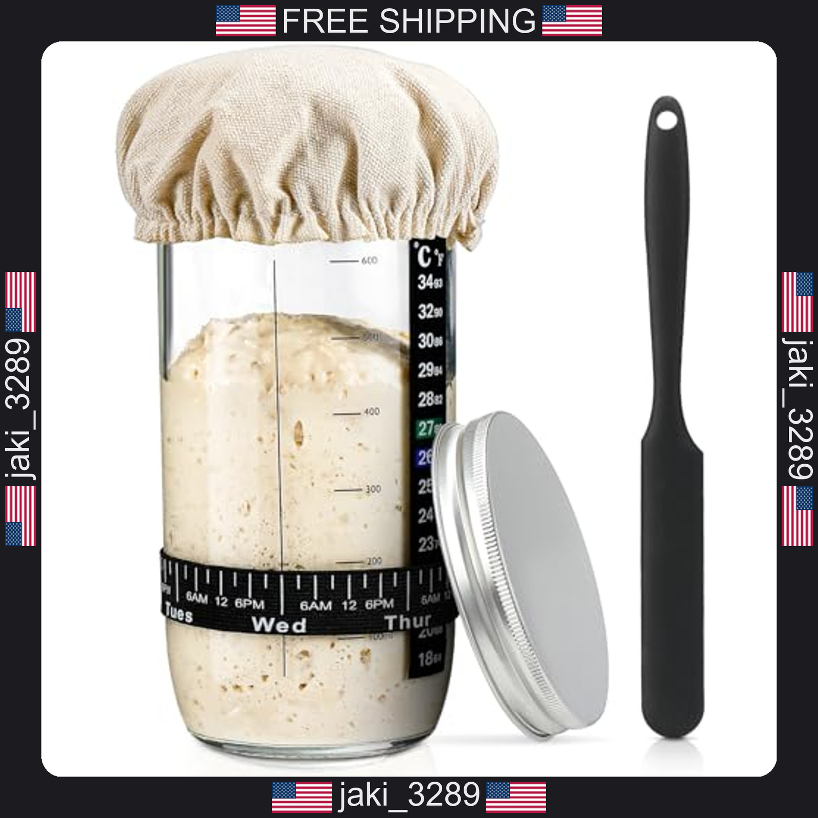 Sourdough Bread Baking Supplies,24 oz Sourdough Starter Jar Glass, Sourdough
