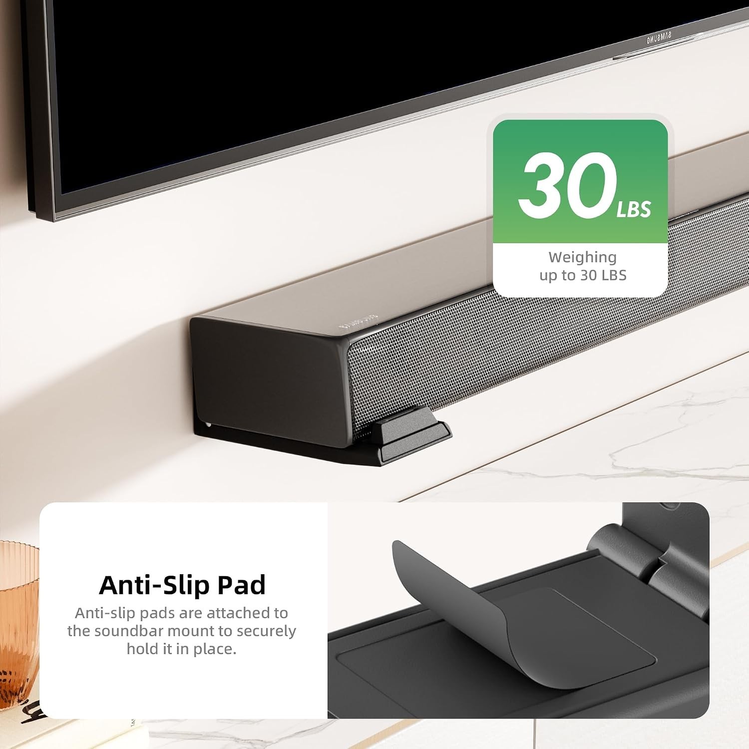 Versatile Adjustable Soundbar Mount - For Wall, TV, or Bookshelf Use, Black