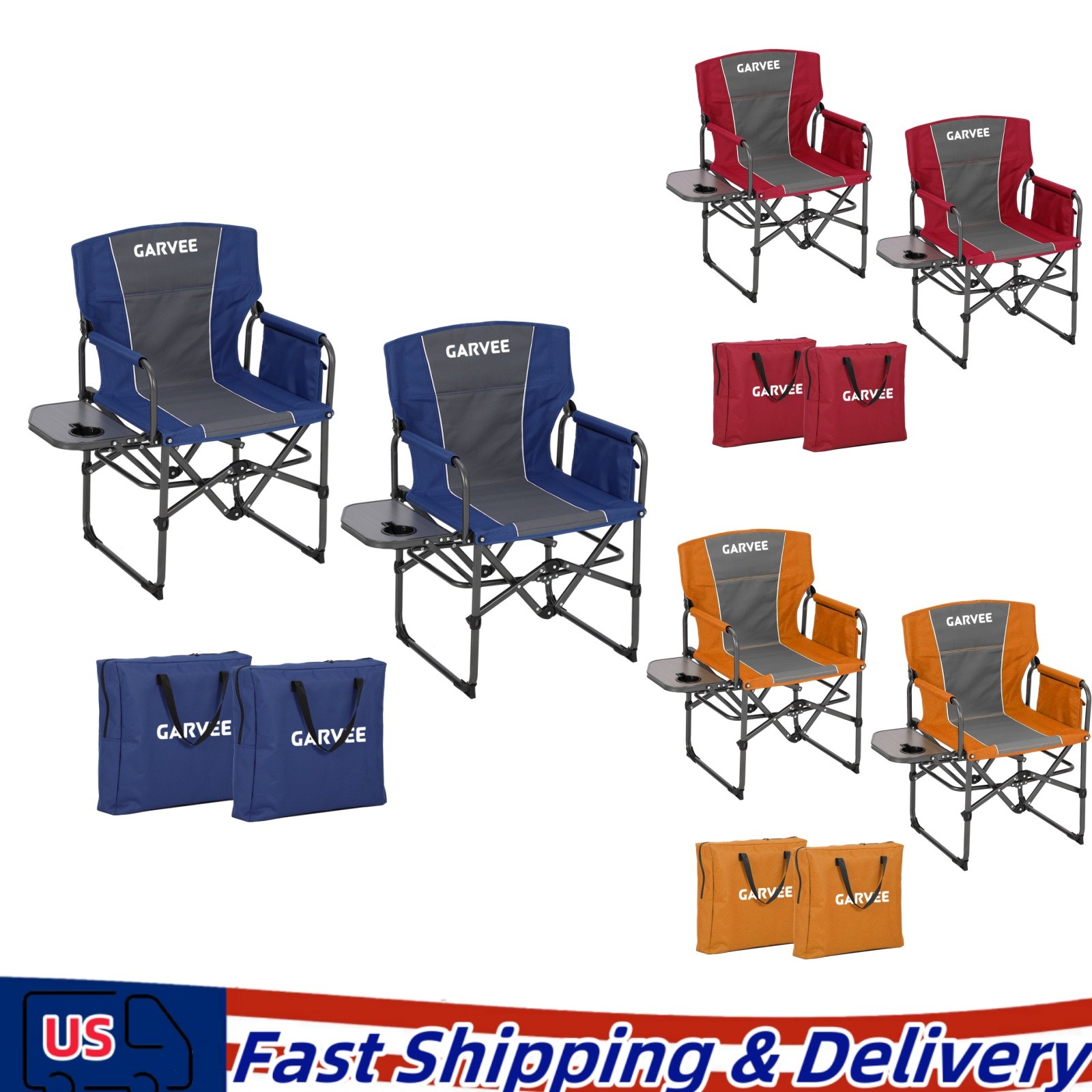 2 Pack Portable Camping Chair Heavy Duty Folding Chair w/ Cup Holder Oversized