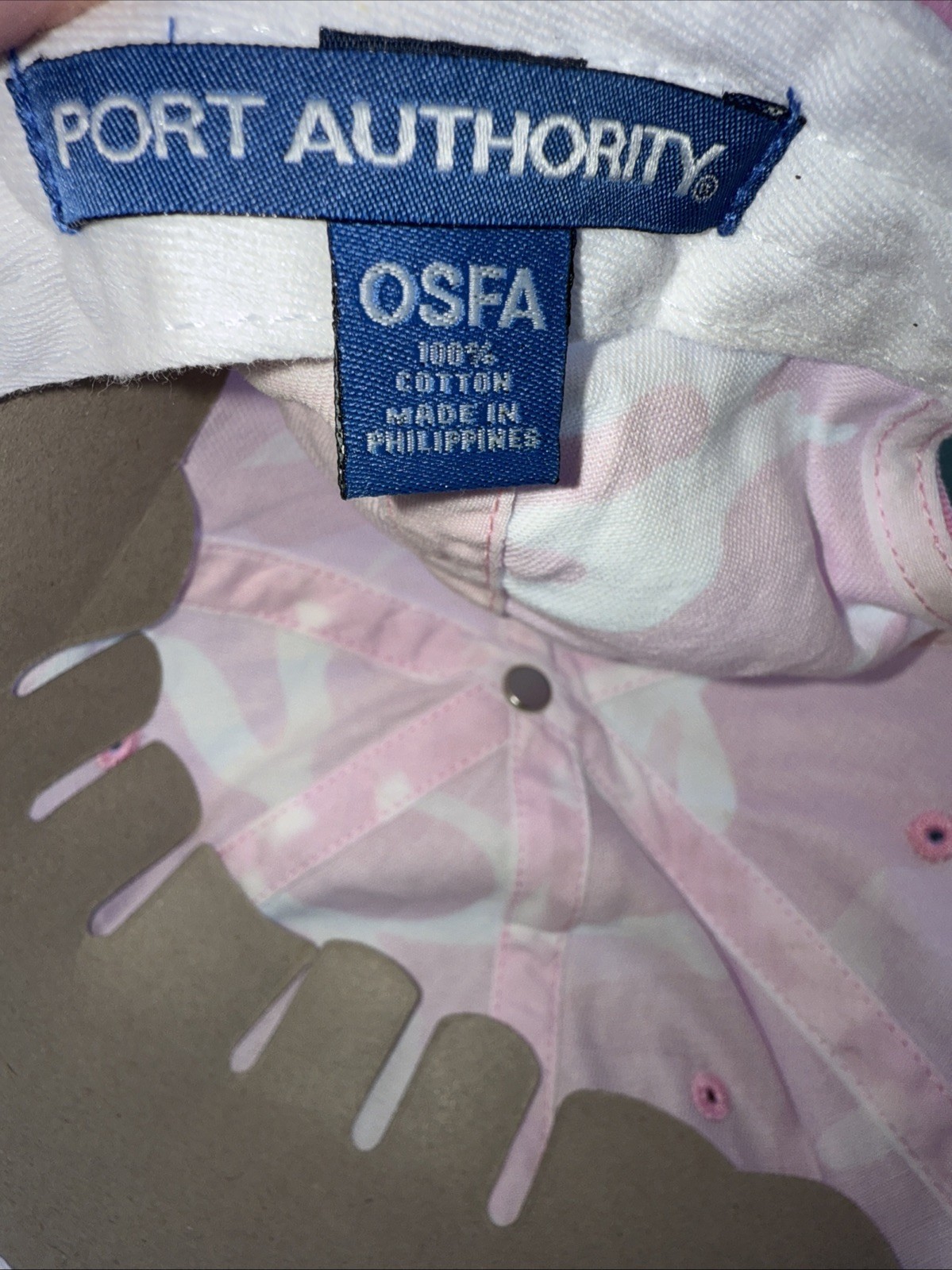 Pinks White Camouflage Lite weight Cotton Hat Cap Hook Loop OSFA Port Authority