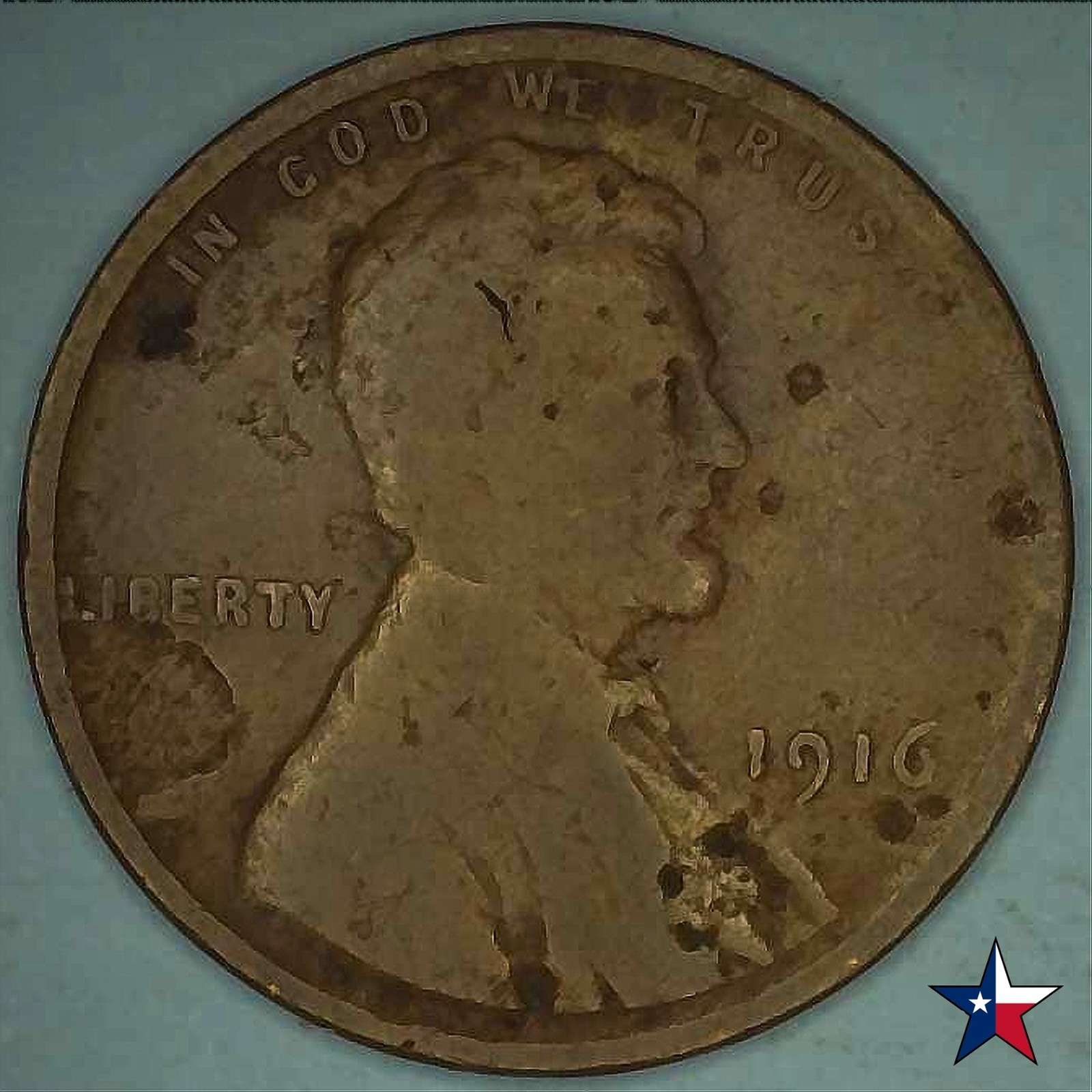 1916 P Lincoln Wheat Cent ~ Obverse Strike Through ~ 109 yrs of  Circulation