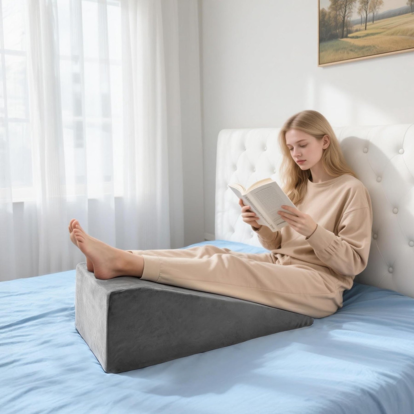 Leg Elevation Pillow, Trapezoidal Foot Elevation Pillow for Elevation for Swe...