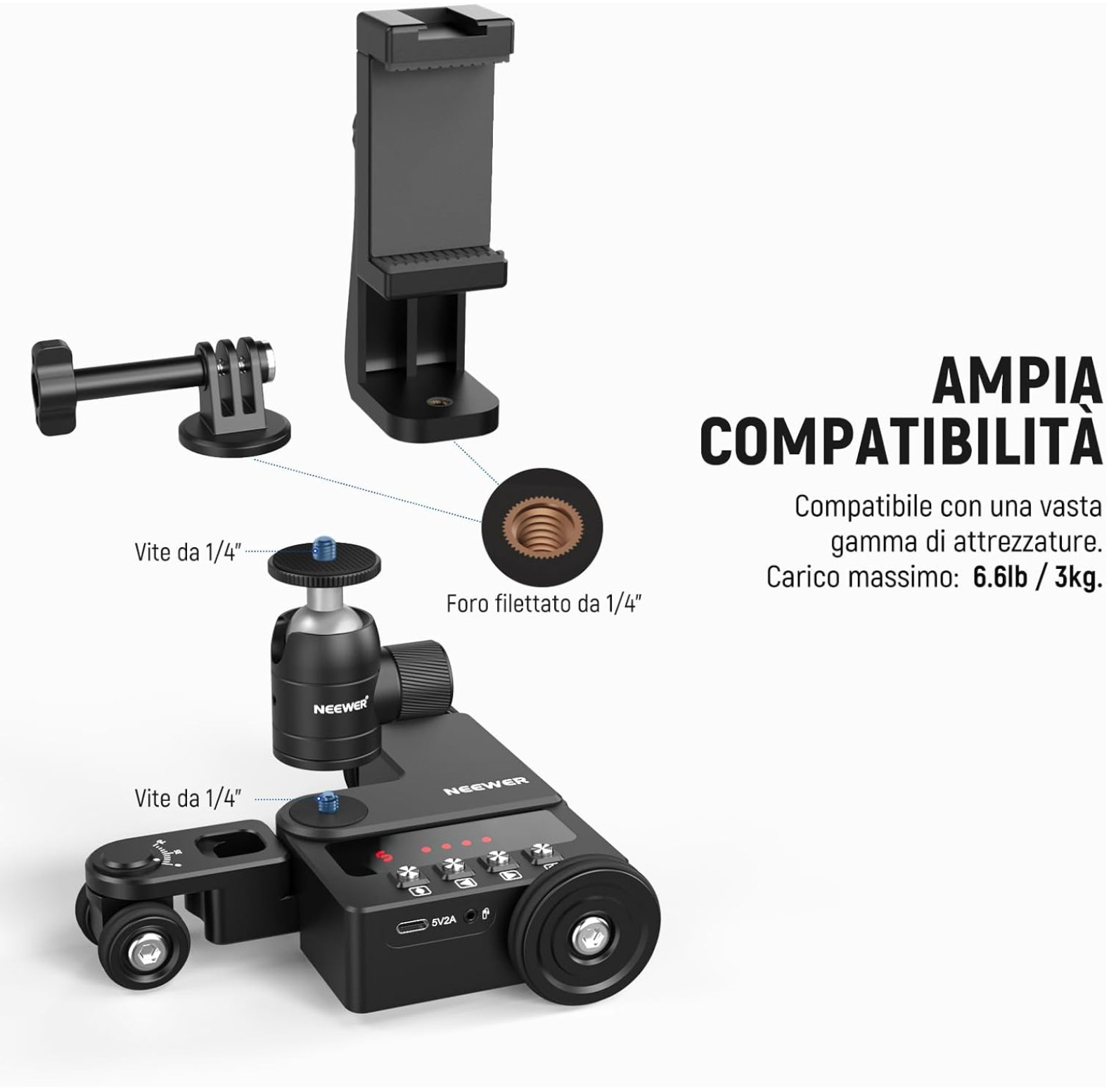 NEEWER DL200 - Motorized Dolly Kit for Camera/Phone/Camera
