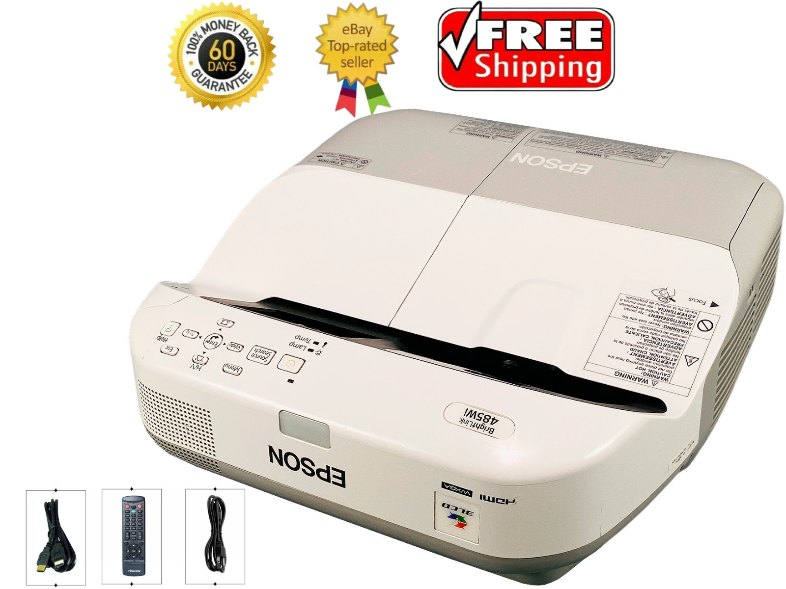 Epson BrightLink 485Wi 3LCD Projector 3100 ANSI Ultra Short Throw H452A w/Bundle