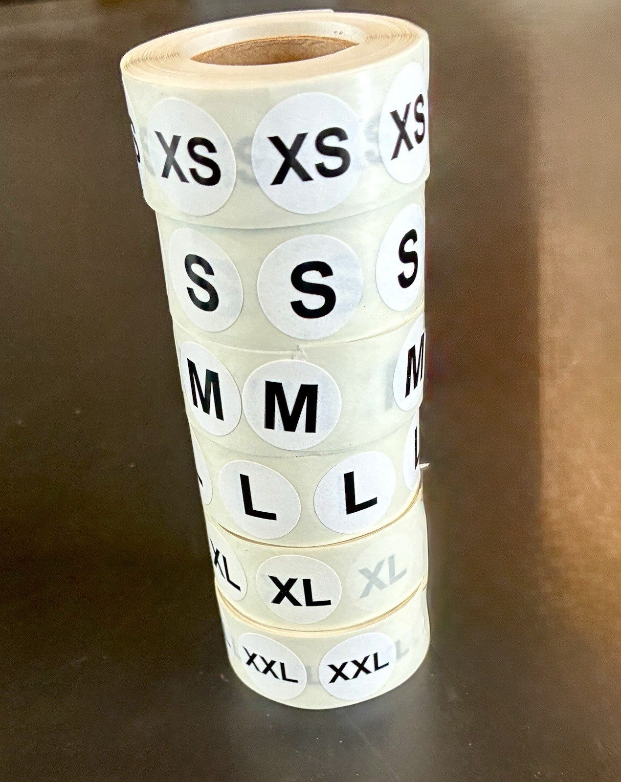 2500pcs Clothing Size Stickers Labels Round Self Adhesive