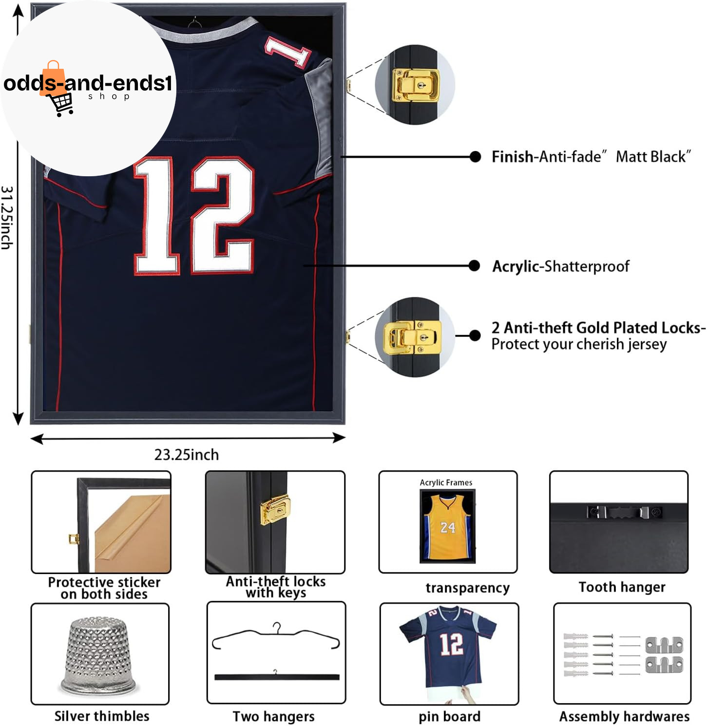 Jersey Display Frame Case Lockable, Large Sport Jersey Shadow Box with 98% UV Pr