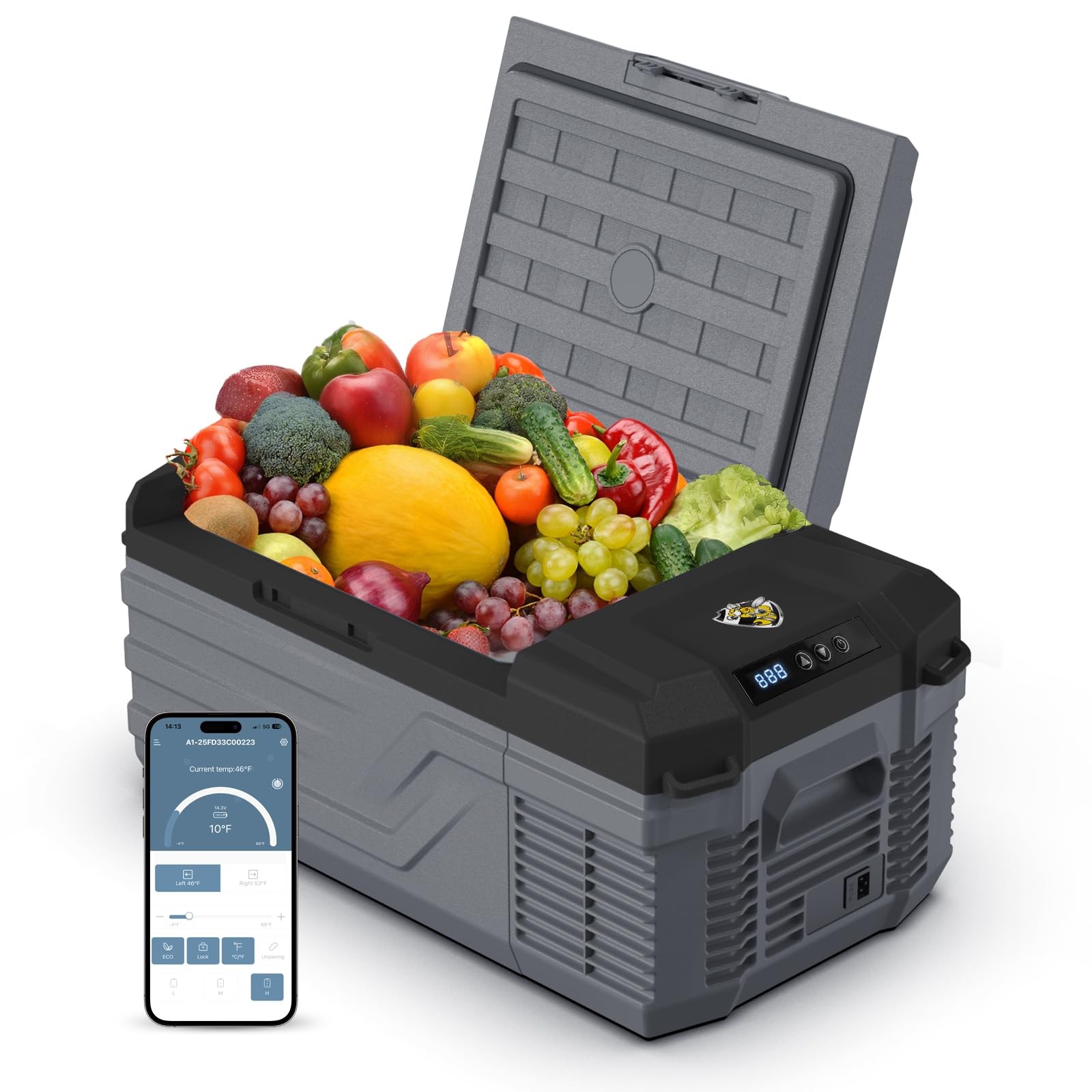 YELLOW JACKET 12 Volt Car Refrigerator, 16 Quart Electric 16 Quart, Grey