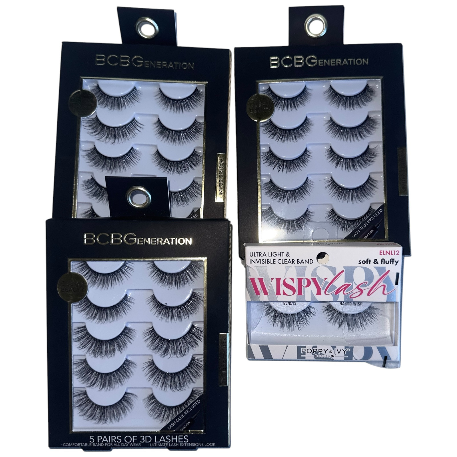 3D Volume Wispy Lashes Set 16 Pair Kit with Glue Beauty Starter Set