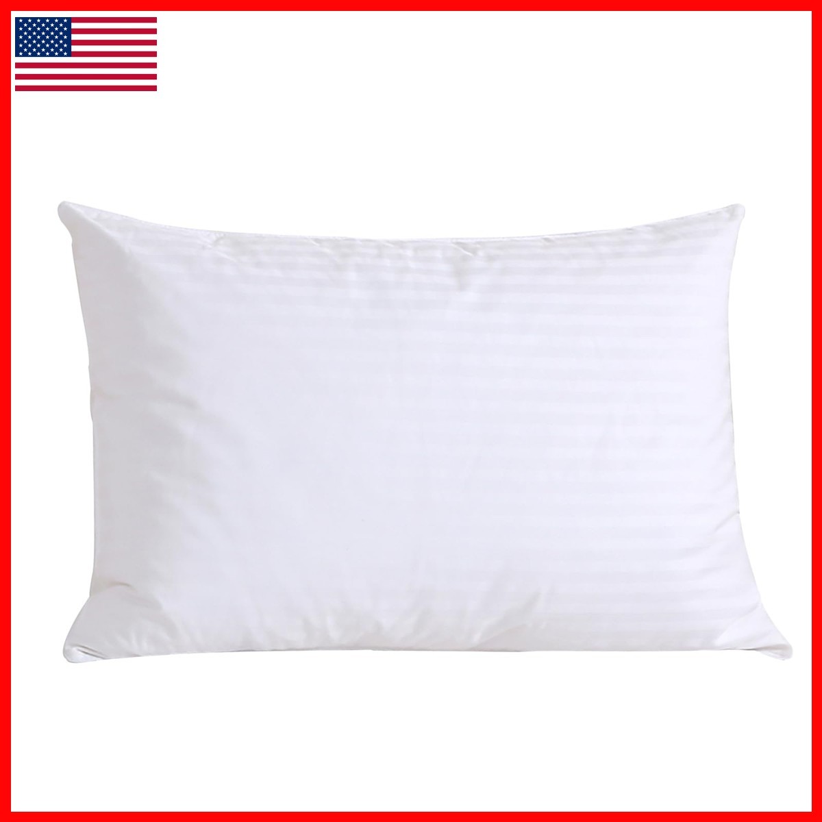 FISHDRU Goose Feathers Down White Pillow 100% Cotton Cover Standard 20" x 26"