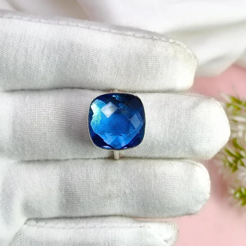 Blue Tanzanite 925 Sterling Silver Band& Statement Ring Handmade Ring  All Size