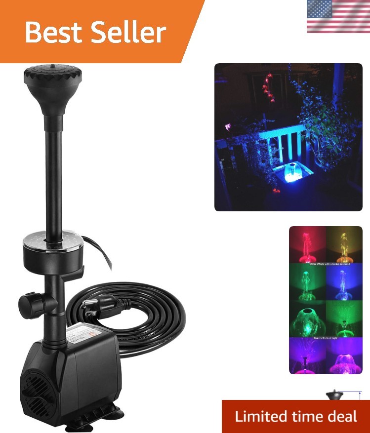Elegant 730GPH Submersible Pump with Color-Changing LED - Perfect for Fountains