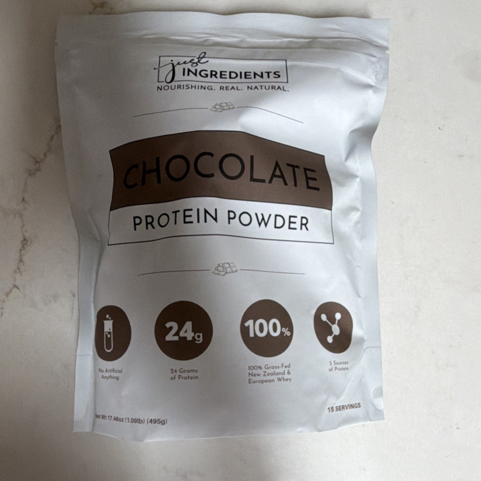 Just Ingredients Chocolate Whey Protein Powder Gluten-Free 24g 15 Servings