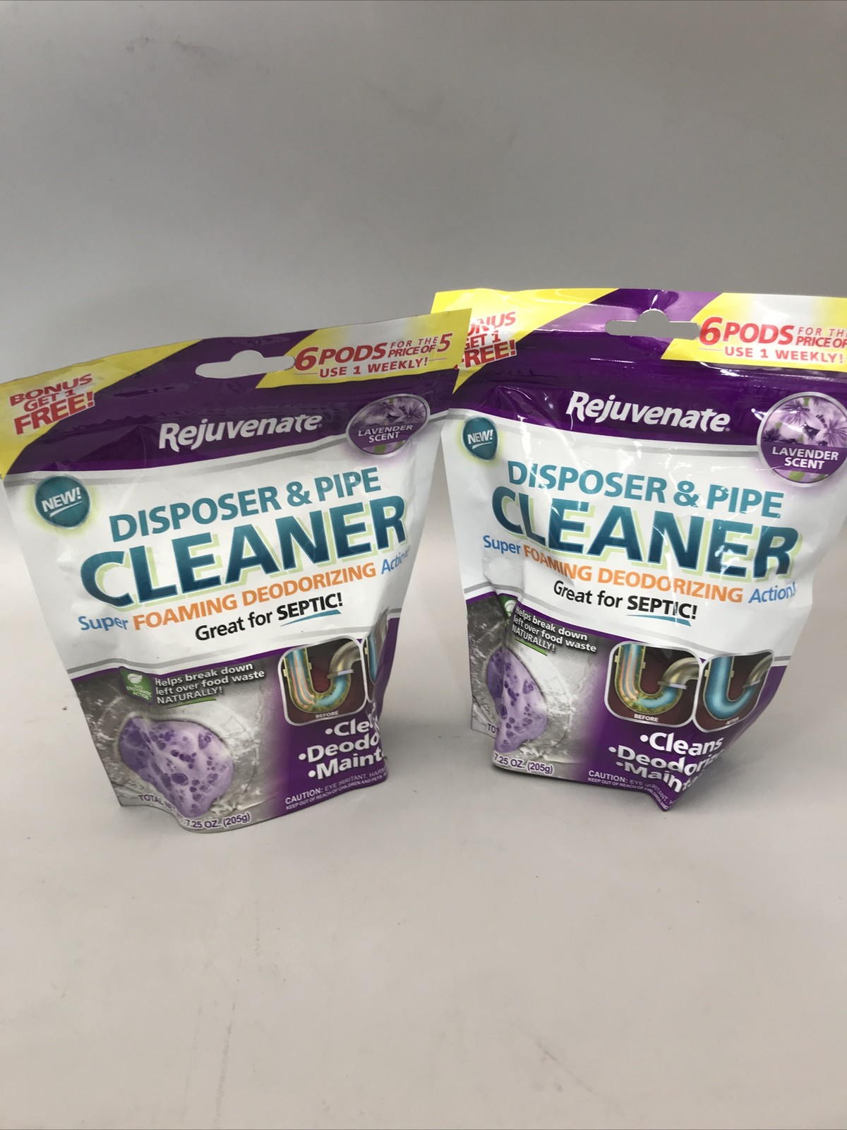 2 Pack Rejuvenate Garbage Disposal and Drain Pipe Cleaner Powerful Foaming
