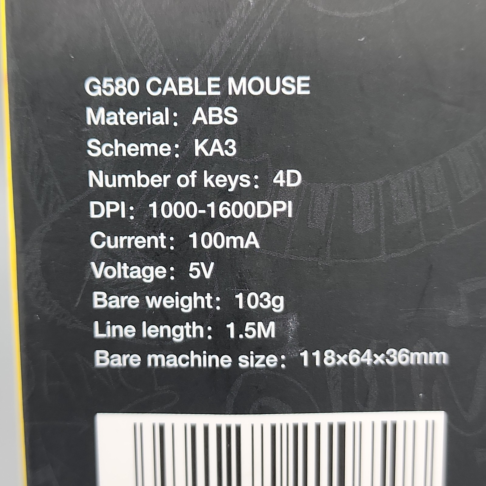 Mouse Cefesfy G580 White Wired Mouse New Open Box