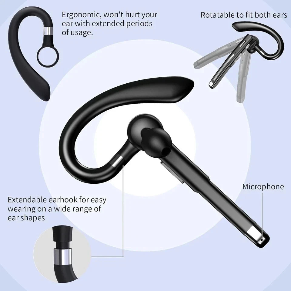 Trucker Wireless Mic Blue Parrot Bluetooth Noise Cancelling Headset Earpiece New