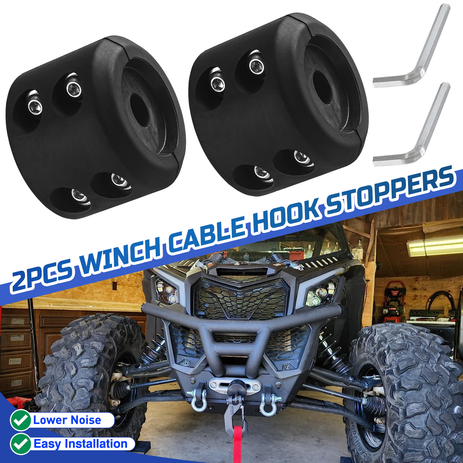 2X Winch Stopper Stop Rubber Heavy Duty Cable Line Waterproof Rope Hook ATV UTV