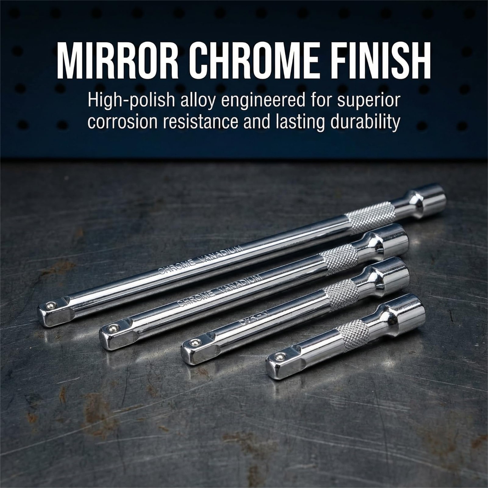 EMSTAR 4PCS 1/4" Drive Socket Extension Bar Set, Silver