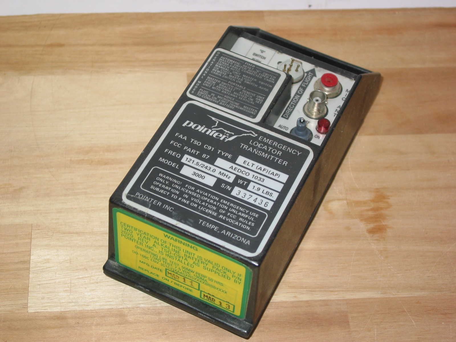 POINTER 3000 ELT  EMERGENCY LOCATER TRANSMITTER